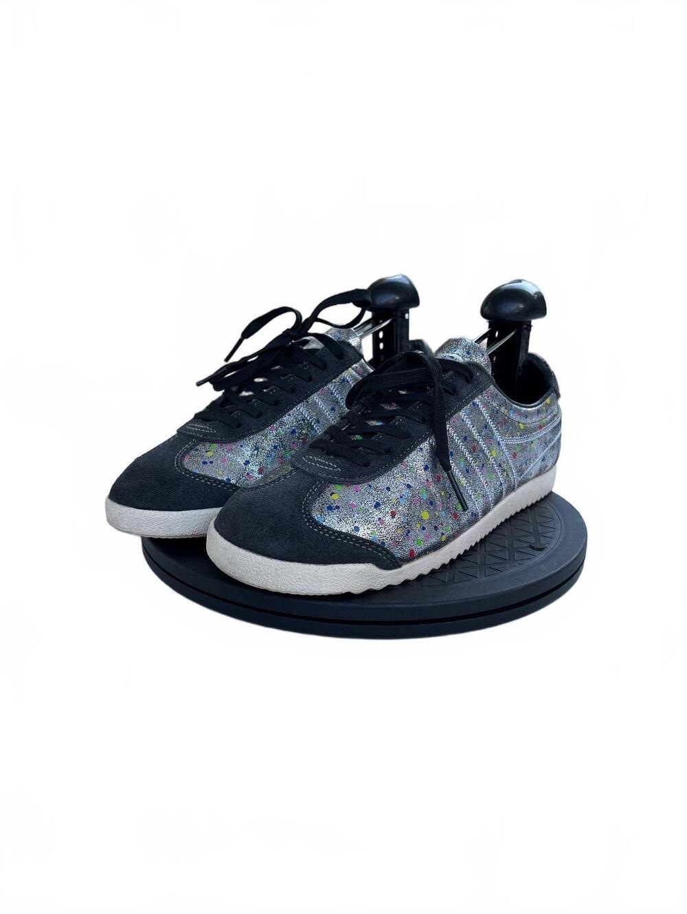 Womens Gola Bullet Shimmer Dot Silver black low top sneakers Shoes Size 8